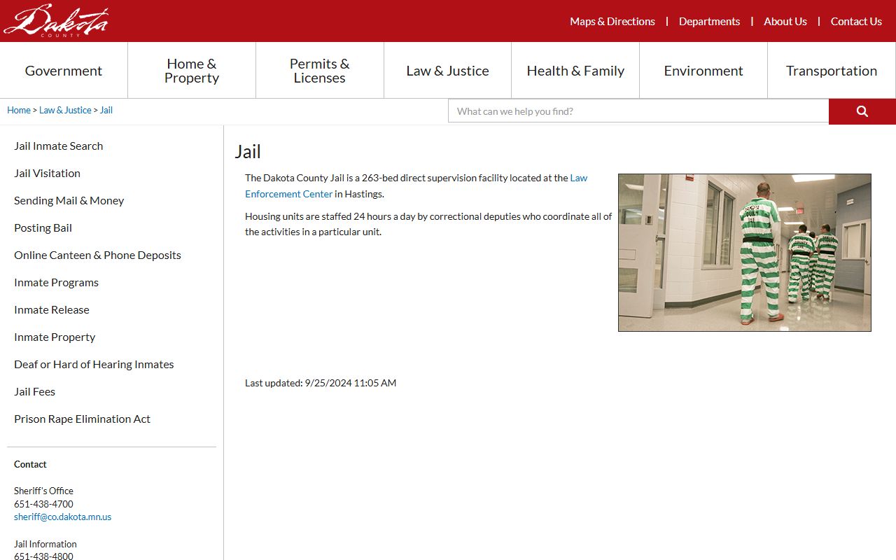 Dakota County arrest records jail custody overview