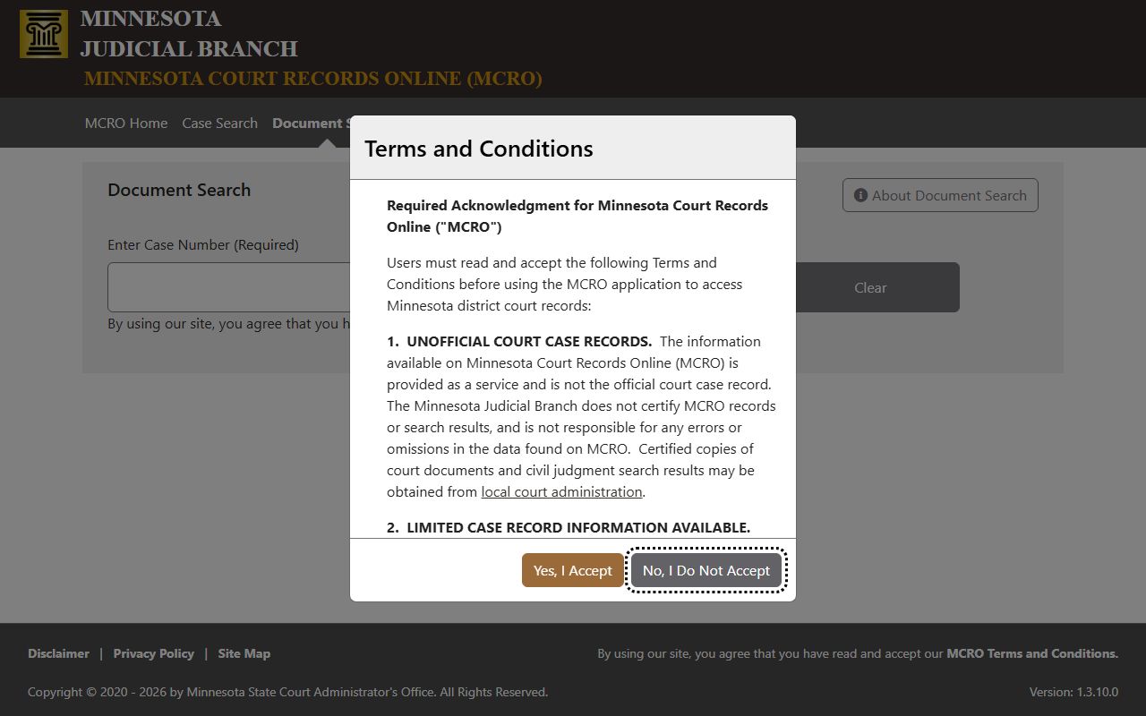 Dakota County court records MCRO Document Search portal