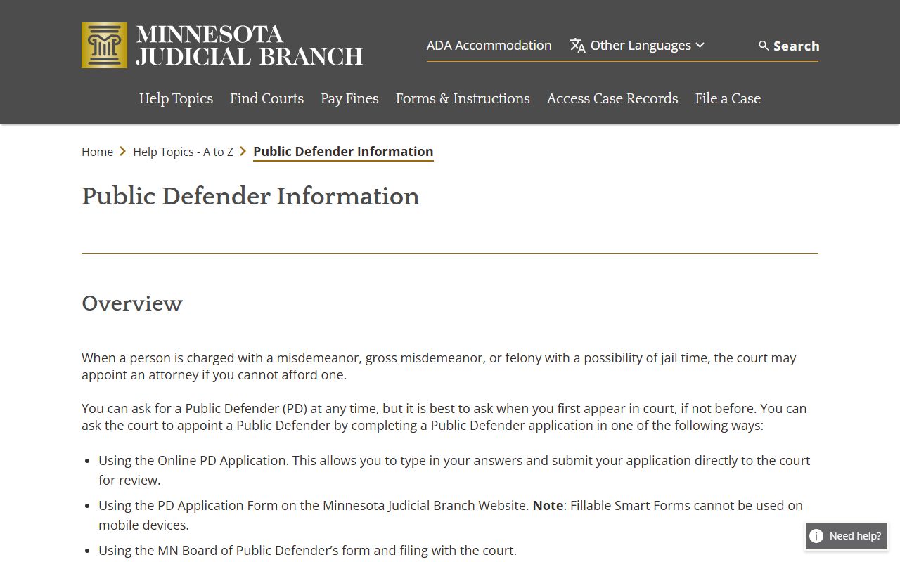 Dakota County criminal court records public defender information