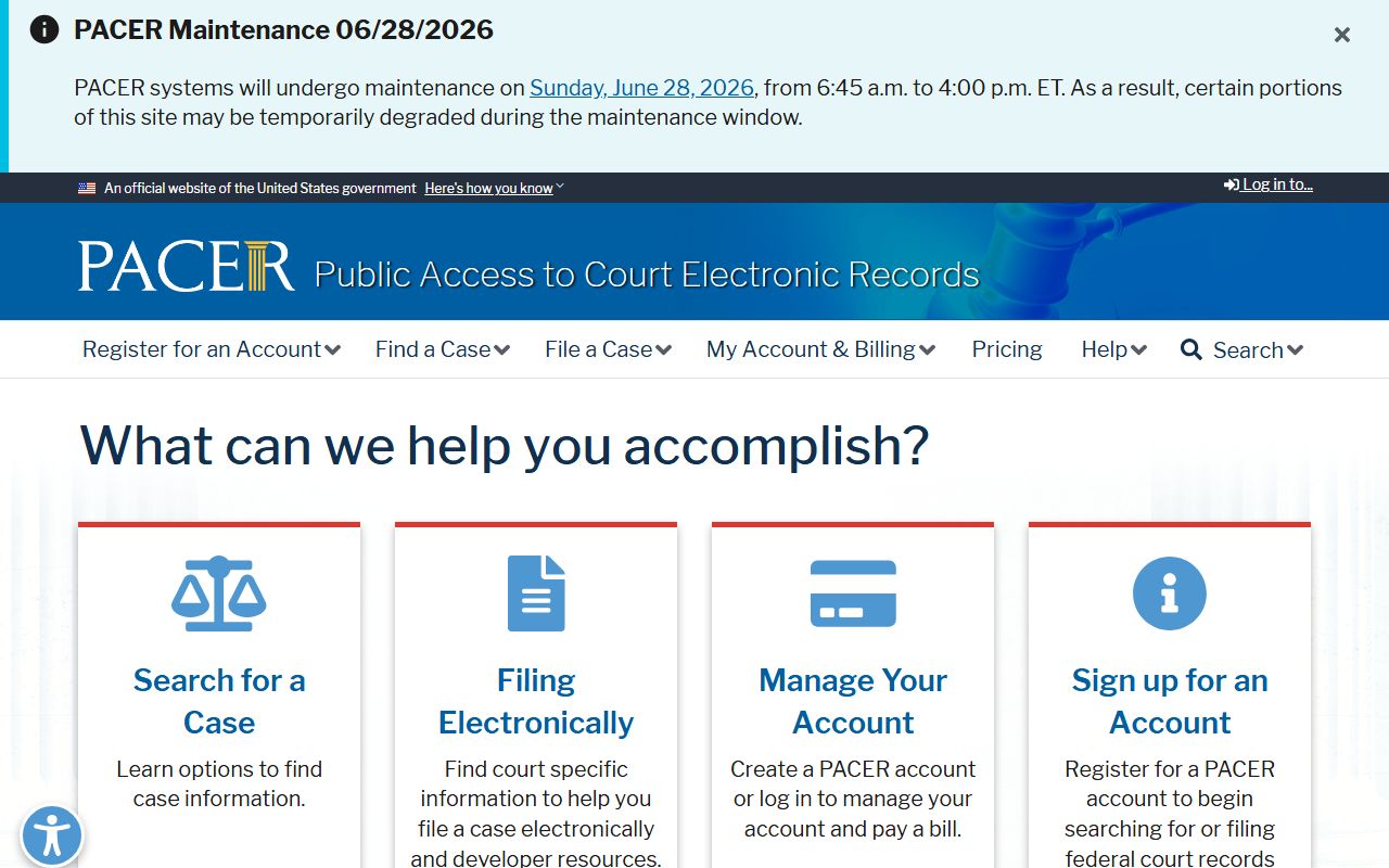 Dakota County District Court records separate from PACER federal court records