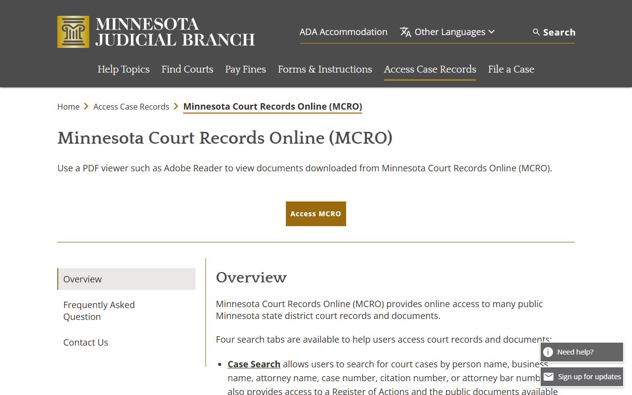 Dakota County court records MCRO overview
