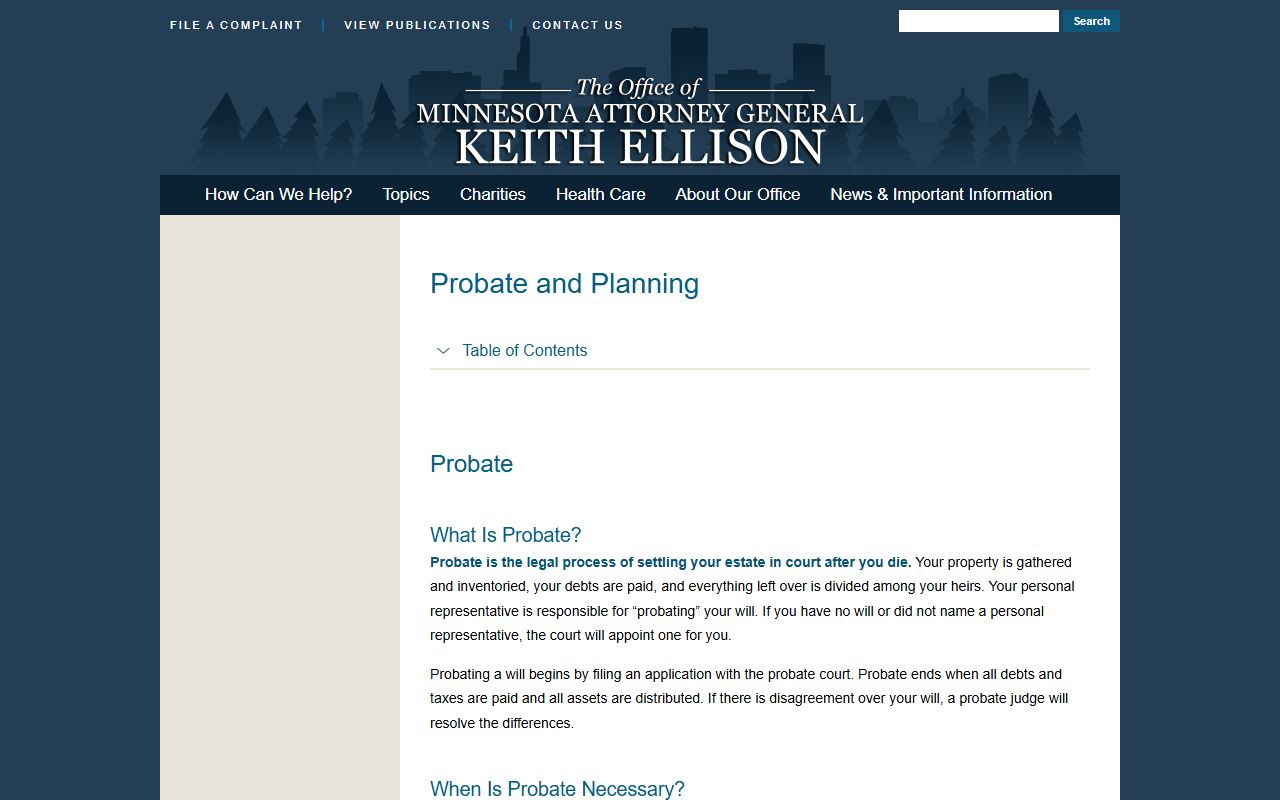 Dakota County probate records estate process from Minnesota Attorney General