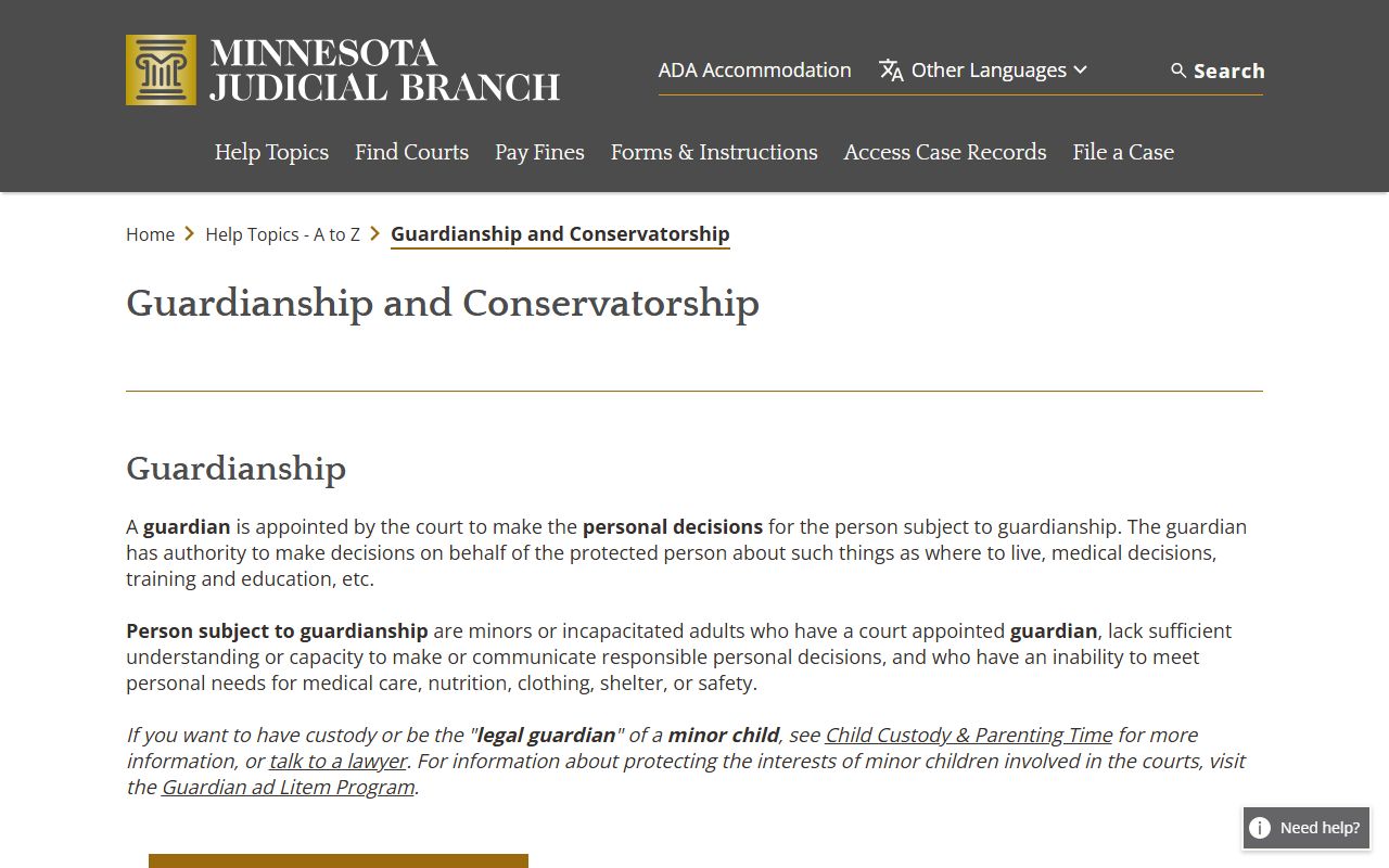 Dakota County probate records guardianship and conservatorship overview