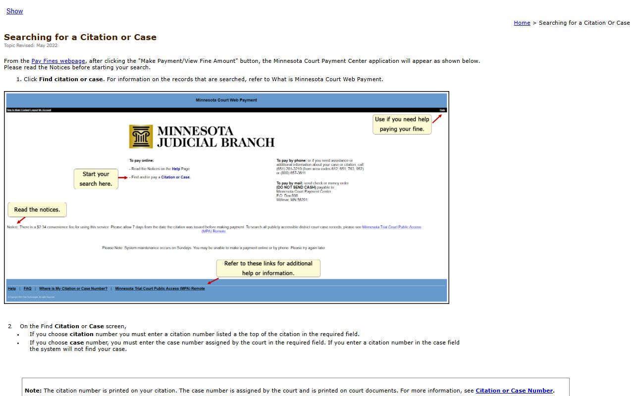 Dakota County traffic court records Court Web Payment citation search instructions