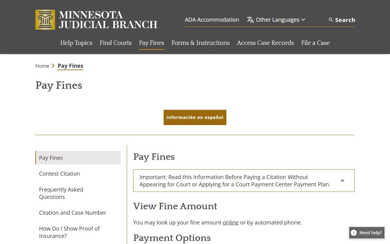 Dakota County traffic court records Minnesota pay a fine information