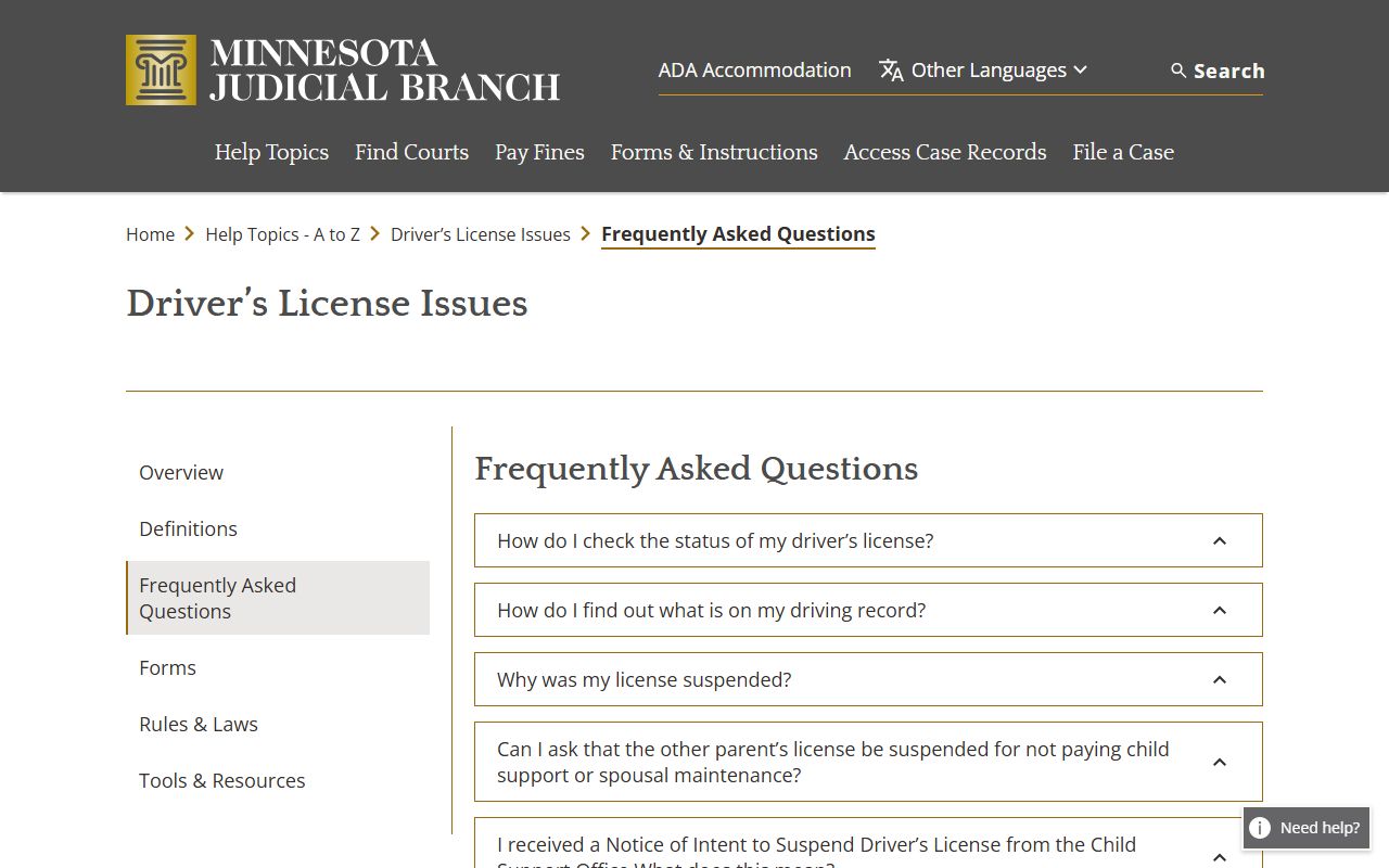 Dakota County traffic court records driver license FAQ and driver record distinction