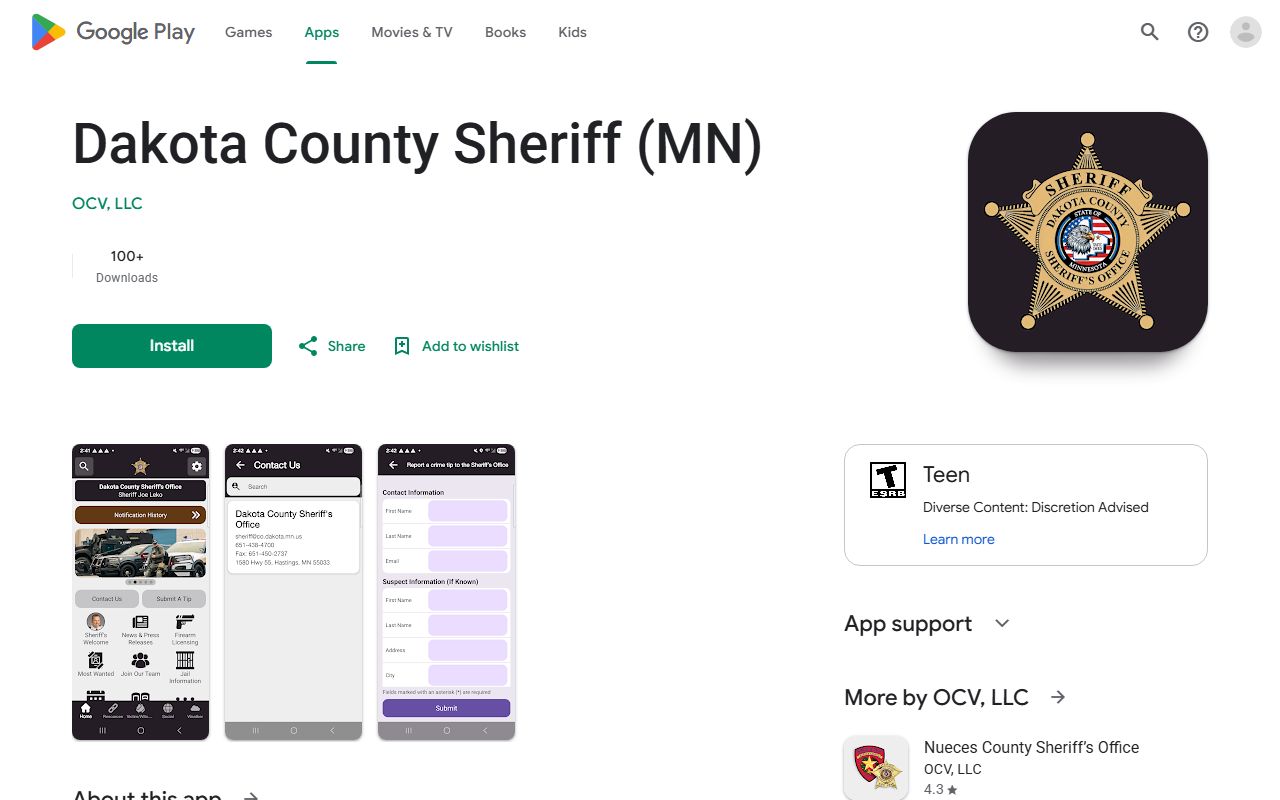 Dakota County warrant search sheriff Android app public safety channel